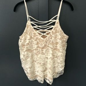 Express Criss-Cross Lace Tank Top